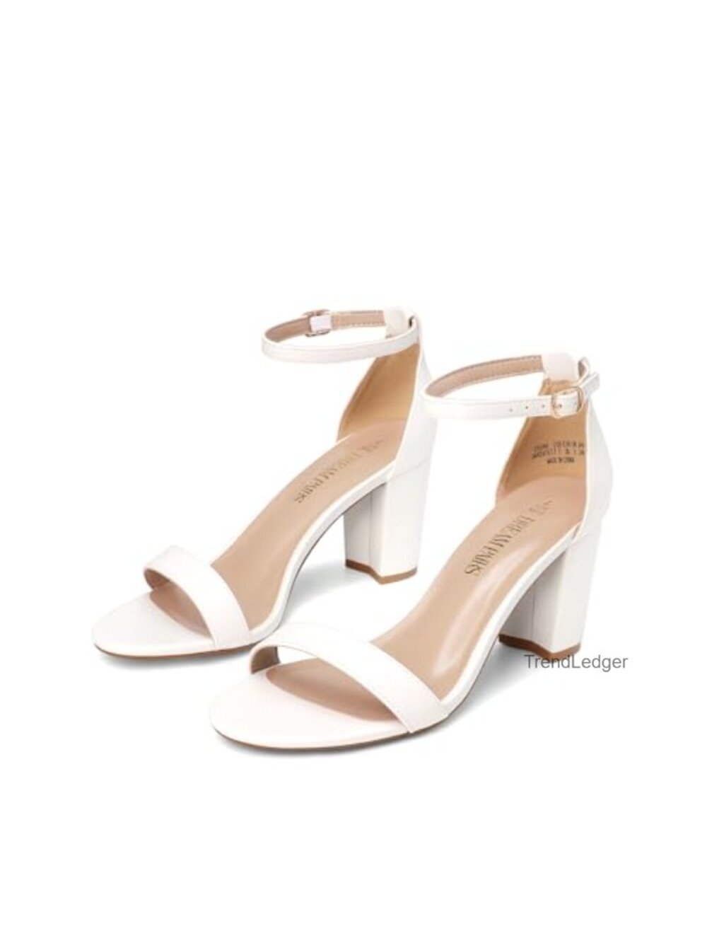 Women's Comfort Block Heel Sandals 3-Inch Chunky Heel Faux Leather Ankle Strap
